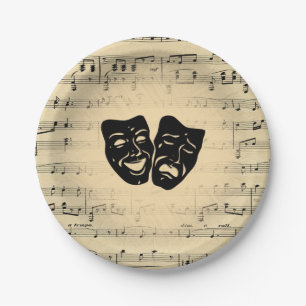 Antique Music and Theatre Masks Paper Plate
