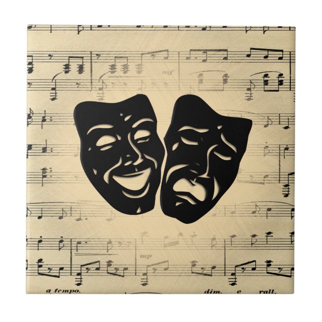 Antique Music and Theatre Masks Tile (Front)
