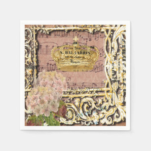 Antique Music French Gold Crown Collage Napkin