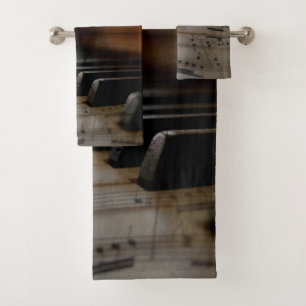 Antique Music Piano Keys Ping Pong Paddle Bath Towel Set