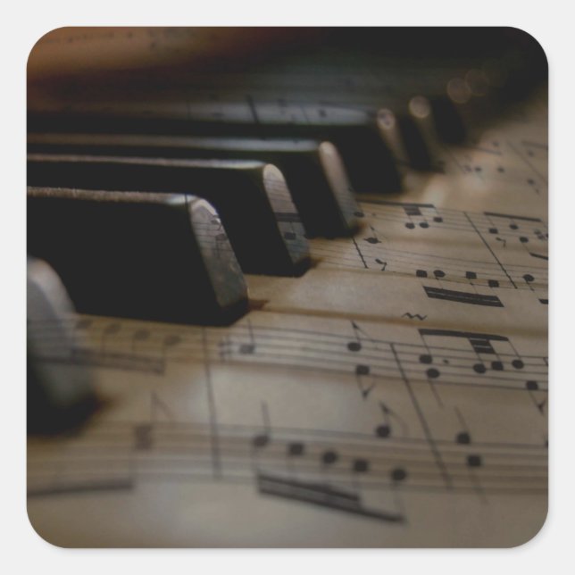 Antique Music Piano Keys Square Sticker (Front)