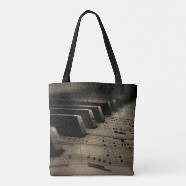 Antique Music Piano Keys  Tote Bag (Back)