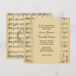 Antique Music Theme Wedding Invitation