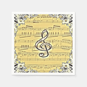 Antique Music Treble Clef Vintage Design Napkin