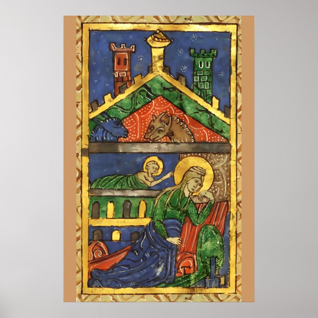 ANTIQUE NATIVITY CHRISTMAS PARCHMENT POSTER (Front)