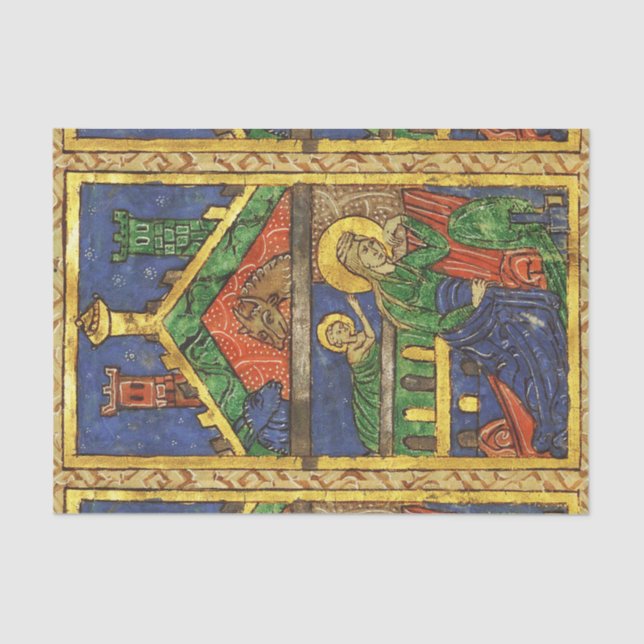 ANTIQUE NATIVITY CHRISTMAS PARCHMENT TISSUE PAPER (Front)