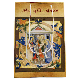 ANTIQUE NATIVITY PARCHMENT MEDIUM GIFT BAG