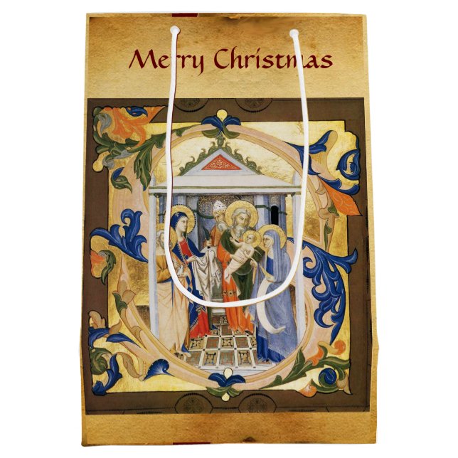 ANTIQUE NATIVITY PARCHMENT MEDIUM GIFT BAG (Back)