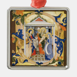 ANTIQUE NATIVITY PARCHMENT METAL TREE DECORATION