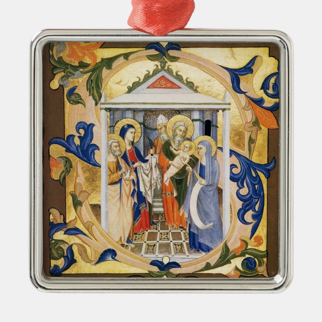 ANTIQUE NATIVITY PARCHMENT METAL TREE DECORATION (Front)