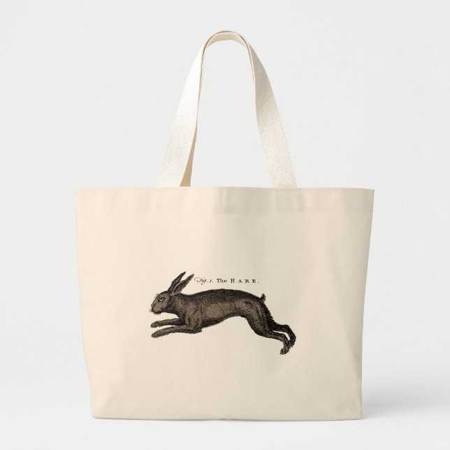 Antique Natural History Art The Hare Large Tote Bag (Front)
