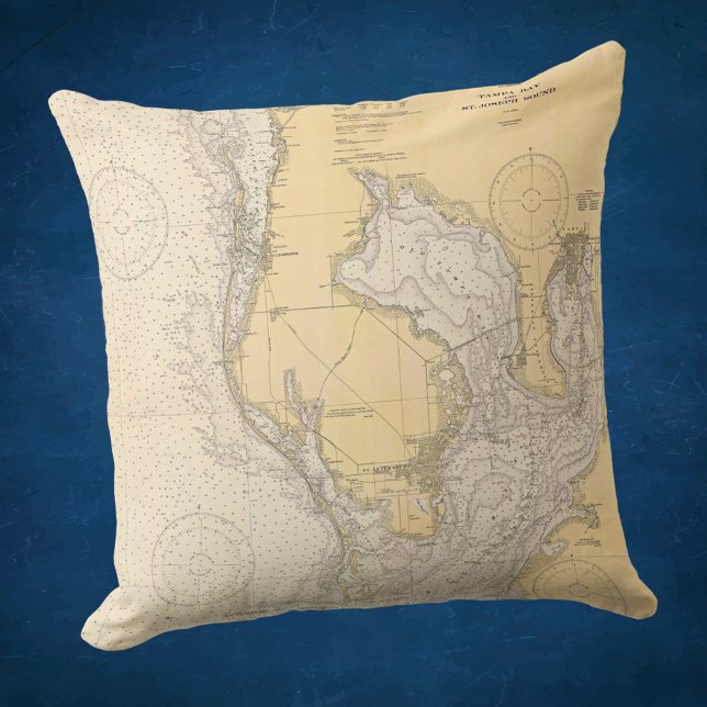 Antique nautical chart of Tampa Bay Florida Cushion (Creator Uploaded)