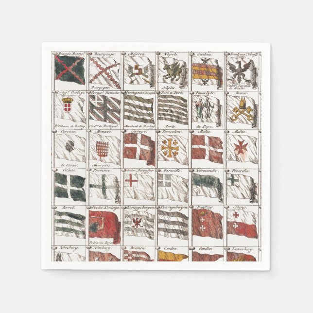 Antique Nautical Flags of the World Poster Napkin (Front)