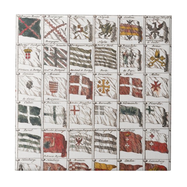 Antique Nautical Flags of the World Poster Tile (Front)