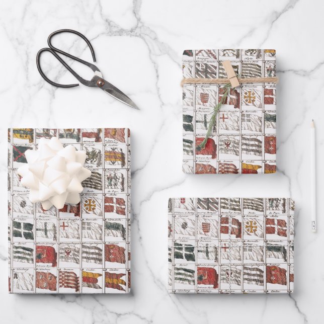 Antique Nautical Flags of the World Poster Wrapping Paper Sheet (Front)