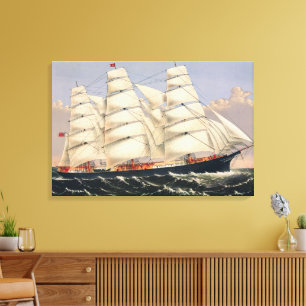 Antique Nautical Sailing Ship Currier & Ives Canvas Print