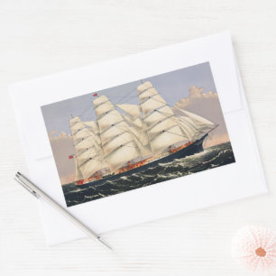 Antique Nautical Sailing Ship Currier & Ives Rectangular Sticker