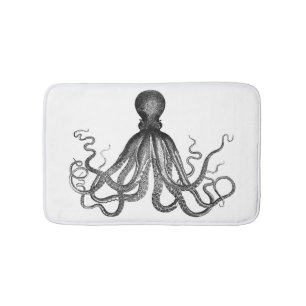 Antique Nautical Steampunk Octopus Vintage Kraken Bath Mat