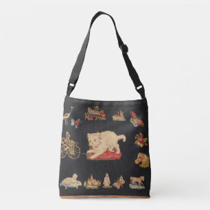 Antique Needlepoint Kitty Cat Crossbody Bag