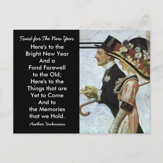 Antique New Year's Greeting Fancy Couple celebrate Holiday Postcard (Front)