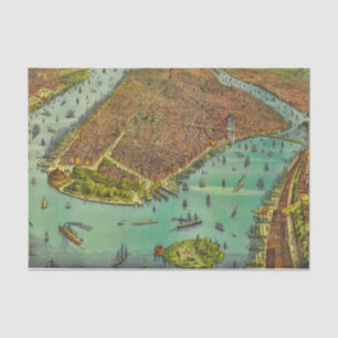 Antique New York City Bird's Eye View Map Tissue Paper
