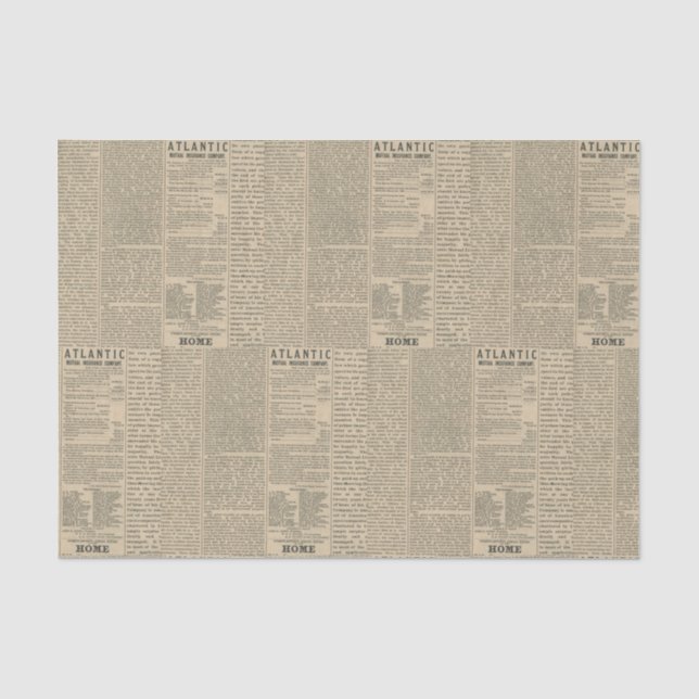 Antique Newspaper Tissue Paper (Front)