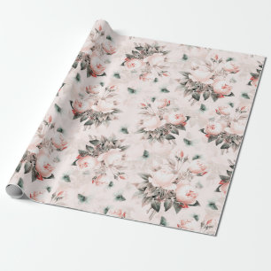 Antique Nostalgic Redouté Roses Flower Bouquets Wrapping Paper