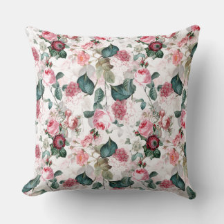 Antique Nostalgic Redouté Roses Pattern pink Cushion