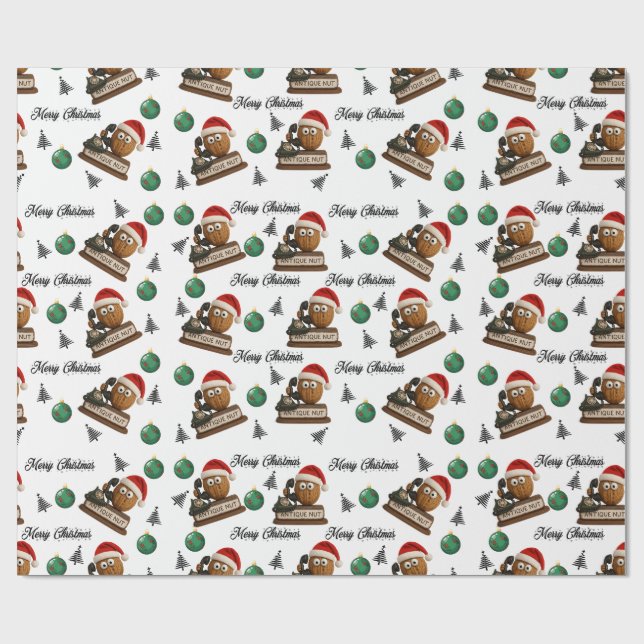Antique Nut With Retro Phone Christmas Pattern Wrapping Paper (Flat)