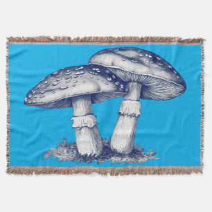 Antique of mushroom drawing throw blanket