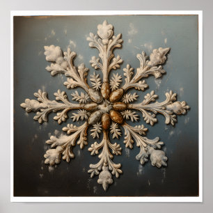 antique oil painting of a snowflake poster