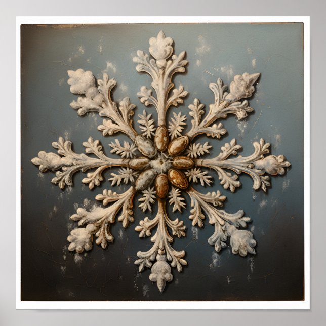 antique oil painting of a snowflake poster (Front)