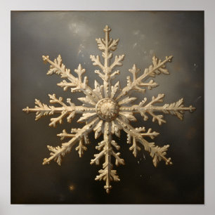 antique oil painting of a snowflake poster