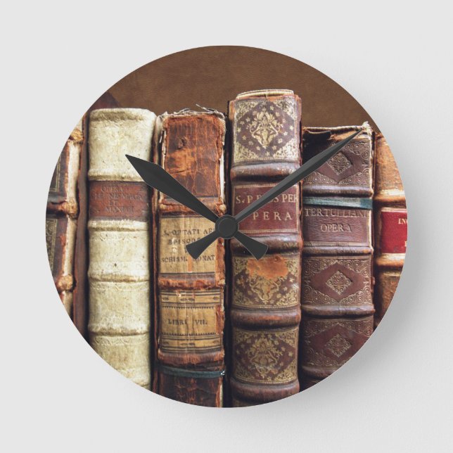 Antique Old Books Vintage Tomes Gift Round Clock (Front)