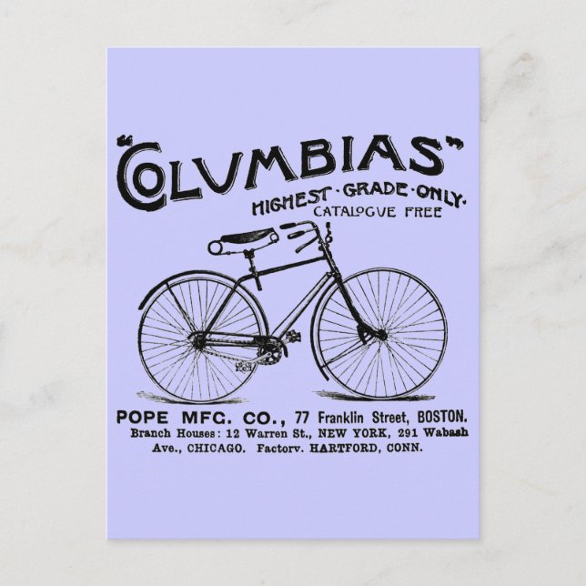 Antique Old Fashioned Bicycle Postcard (Front)