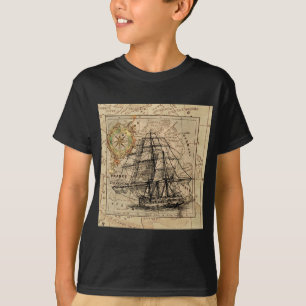 Antique Old General France Map & Ship T-Shirt