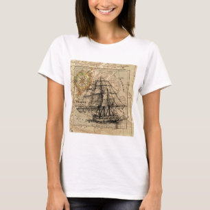 Antique Old General France Map & Ship T-Shirt