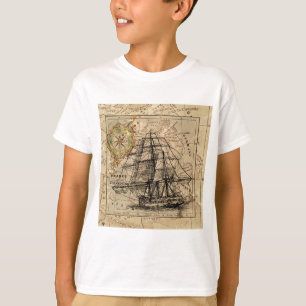 Antique Old General France Map & Ship T-Shirt