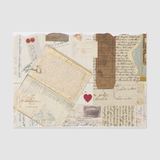 Antique Old Handwritten Letters and Journals Tissue Paper (Front)