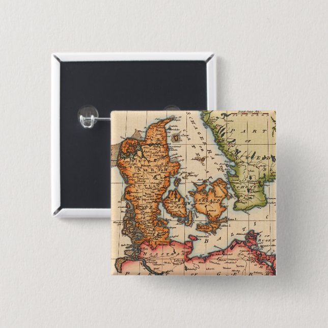 Antique Old Map Inspired (10) 15 Cm Square Badge (Front & Back)