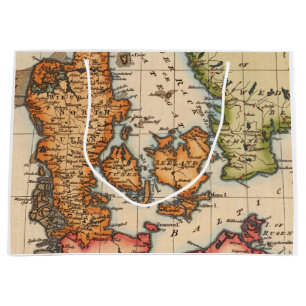 Antique Old Map Inspired (10) Large Gift Bag