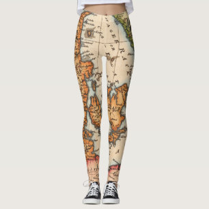 Antique Old Map Inspired (10) Leggings