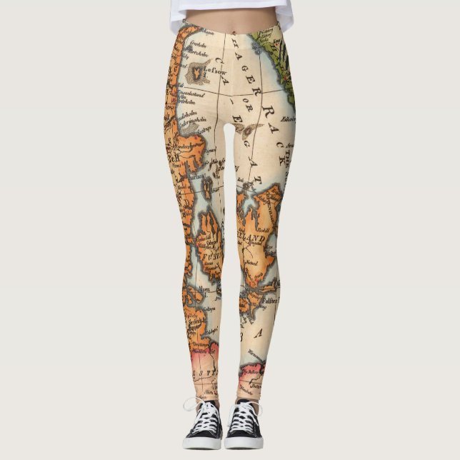 Antique Old Map Inspired (10) Leggings (Front)