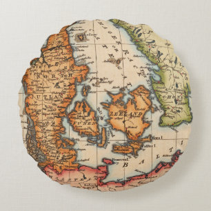 Antique Old Map Inspired (10) Round Cushion