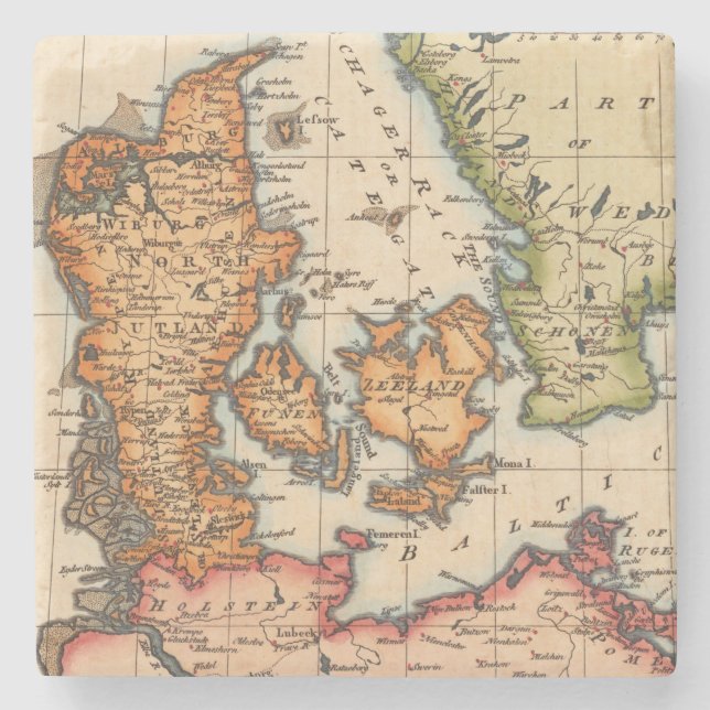 Antique Old Map Inspired (10) Stone Coaster (Front)