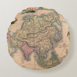 Antique Old Map Inspired (11) Round Cushion