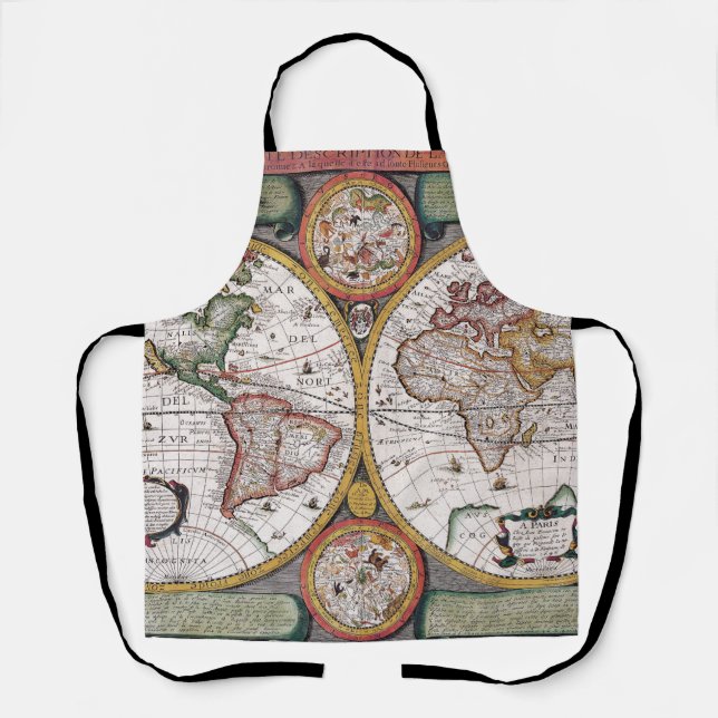 Antique Old Map Inspired (12) Apron (Front)