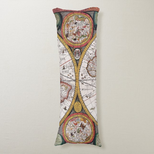 Antique Old Map Inspired (12) Body Cushion (Front Vertical)