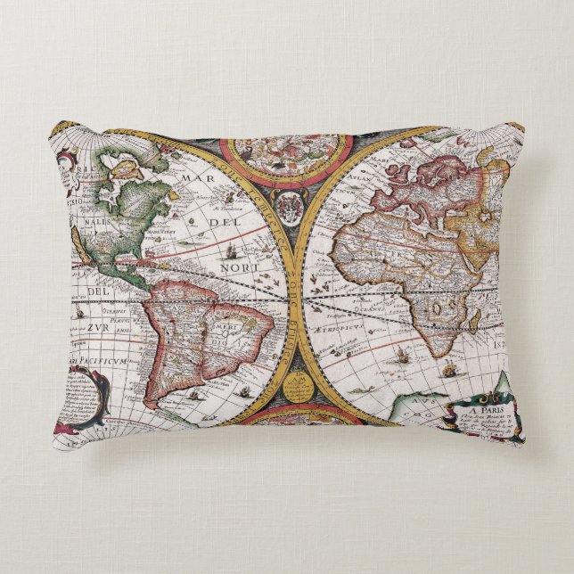 Antique Old Map Inspired (12) Decorative Cushion (Front)