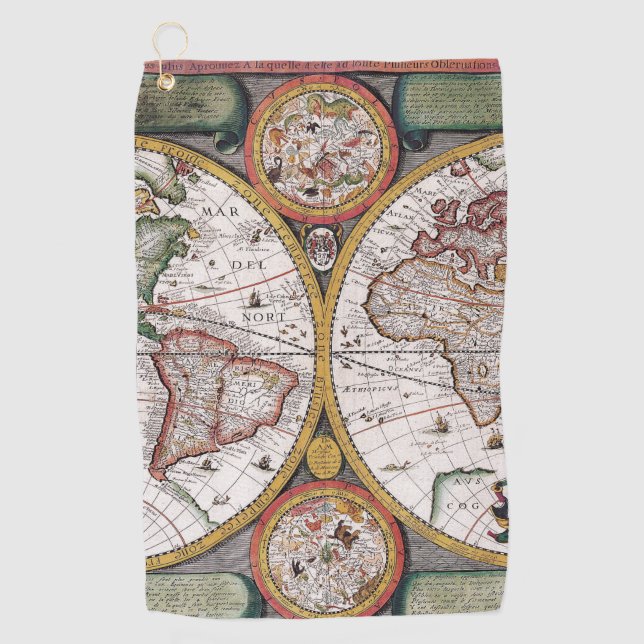 Antique Old Map Inspired (12) Golf Towel (Front)